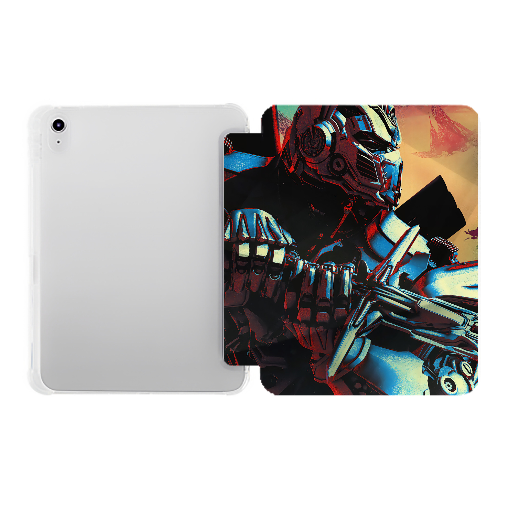 （画像用） Transformers トランスフォーマー IPad ケース ペン収納付き 三つ折りスタンド PUレザー×シリコン 対応機種9.5/10.5/10.9インチ
